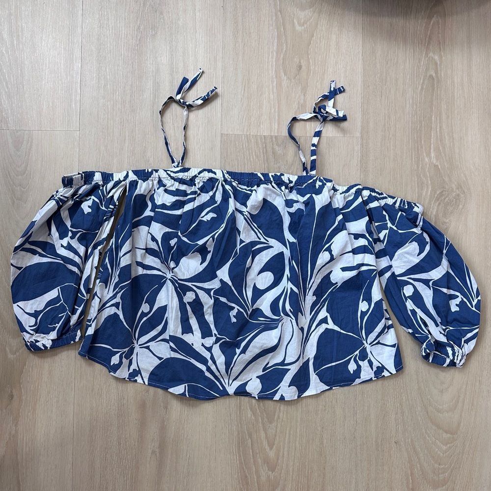 Milly Minis Off Shoulder Blouse Top Size 12 Blue